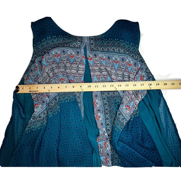 C EST 1946 Womens Sleeveless Shift Blouse Top Teal Sheer Layer Plus Size 18/20W - Picture 9 of 12